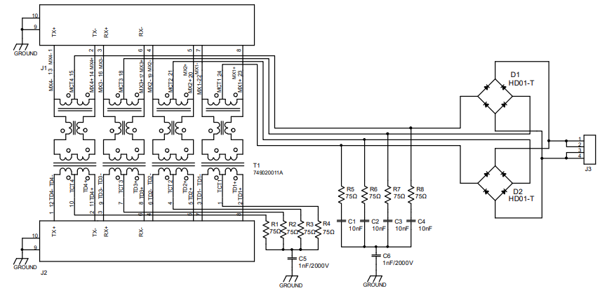 Schematic - Monolithic Power Systems (MPS) EV8017-RJ45-00A Connection Board
